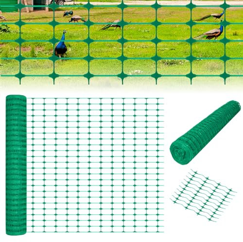ACXIN Absperrzaun 1 x 50m Schutznetz Maschenweite 75 x 35mm(LxH) Weidezaun Geflügelnetz Begrenzungszaun Hundezaun Warnnetz für Garten Baustelle Bauernhof, ohne Umreifung, Grün, 1 Rolle