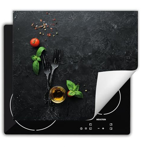 DarHaus Herdabdeckplatte Einteilig Küche Herdabdeckung Ceranfeld Herdabdeckplatten Anti Rutsch Matte Aufrollbar 60x52 cm, schiefer - Küche