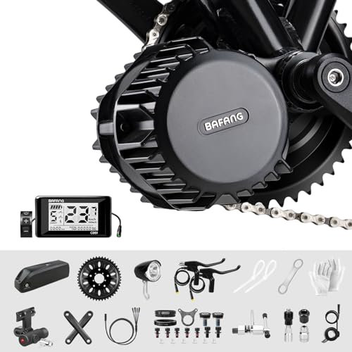 Bafang 48V 1000W Mittelmotor Kit mit Akku&C961 Display, BBS01B BBS02B BBS-HD Elektrofahrradmotor Umrüstsatz für 68mm Tretlager(48V 15AH Battery)