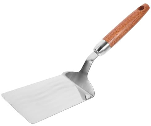Pelle à Steak en Acier Inoxydable Pelle de Cuisine Portable Manche en Bois Ustensile de Cuisine pour Hamburgers Steaks