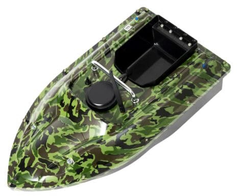 AUYART 500 m ferngesteuertes Köderboot – Angeln Bootsstarter mit Hoppers Camouflag ABS Futterboot Fisch Fischen Füttern mit Fernbedienung Batterien