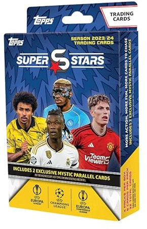 Topps UCC Superstars 23/24 - Hanger Pack - 4 Päckchen UCC Superstars 2024 inklusive 2 Mystic Parallels (8 Karten pro Päckchen/32 Karten)