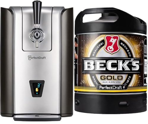 Bundle aus PerfectDraft Pro Zapfanlage + BECK'S Gold Helles Lager Bier Perfect Draft (1 x 6l) MEHRWEG Fassbier