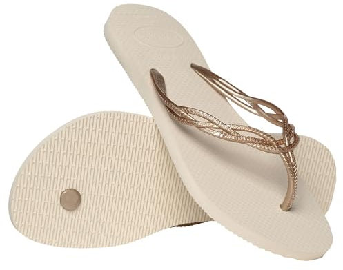 Havaianas - Flash Sweet, Infradito Da Donna Comode, Resistenti Ed Eleganti, Cinghie Dettagliate E Intrecciate, Suola Sottile Antiscivolo, Beige Straw Sand Beige Straw, 35/36 EU