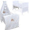 Generisch Baby Delux Babybett Komplett Set Kinderbett 60x120 cm umbaubar zum Juniorbett weiß 10-TLG Max Bettset Matratze Vollstoffhimmel (Eule Magic blau)