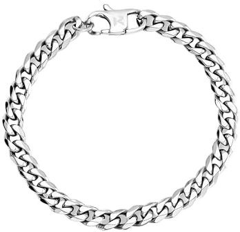 kohlenstoff 12 Cuban Bracelet Armband Silber 6mm für Damen und Herren mit hochwertiger PVD Beschichtung aus Edelstahl (19cm)