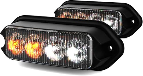 KAMOPA LED Warnlicht, Stroboskoplicht Warnung Beacon Blinklichter,12V/24V Notfall-Stroboskop Blinklichter Mit 16 Blinkmodi Für LKWs, Gelb/Weiß
