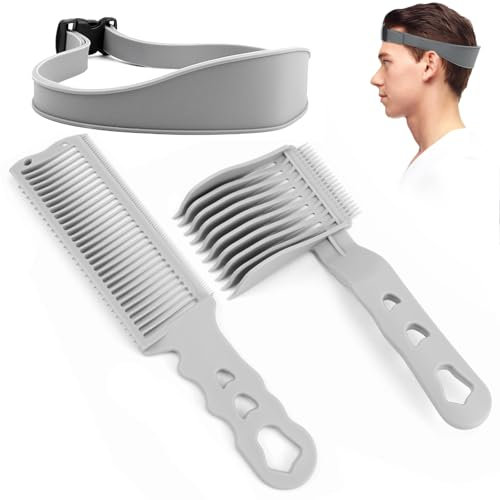 Haircut de Cheveux Peigne de Coupe de Cheveux Peigne Coiffure Fade Comb Peigne Dégradé pour Homme Peigne Positionnement Incurvé et Bande De Coupe De Cheveux en Silicone 3PCS