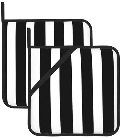 WHJYYXDE Set di 2 presine da cucina 20,3 x 20,3 cm, resistenti e isolanti, impermeabili, con stampe bianche e nere