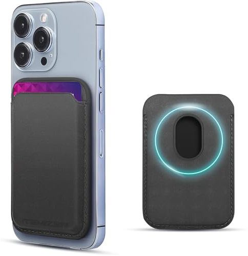 iTemizer MagSafe Wallet – Premium Quality Vegan Pelle SoftTouch, 20 magneti N52‑3 200 g • RFID‑Block • Compatibile con tutti gli smartphone grazie al magnete aggiungitvo (max 3 carte). Nero