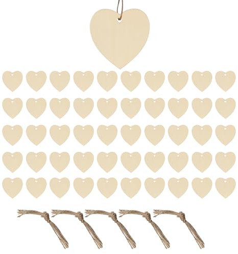 50 Psc Holzherzen Zum Beschriften,Herzen Deko,Holzherz,Holzherzen,Deko Herzen Zum Aufhängen,Herz Aus Holz,Holzherzen Deko,Herz Deko Holz,Für Hochzeit,Party,Jubiläum,Geschenkanhänger,Zum Basteln(8x8cm)