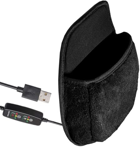 USB Beheiztes Mauspad, Winter Plüschmatte mit Handwärmer, 3 Stufen, Schwarz | PVC Oberfläche, Rutschfester Boden, Weiche Handgelenkauflage, für Büroarbeitsplätze und Gaming, Glatte Fläche