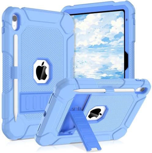 SINSO Case for iPad (A16) 11th/10th Gen 11/10.9 2025/2022, Blue | Fully-Body Heavy Duty Kids iPad Cover, Rugged Shockproof Protective Case, Built in Sturdy Kickstand, Pencil Holder