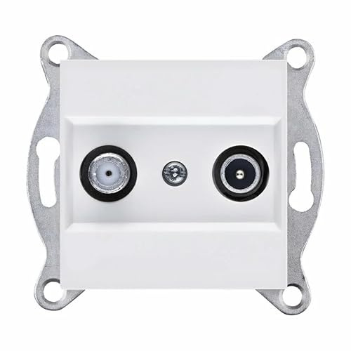 EXEN - TV-SAT Aerial Socket Flush-Mounted White - Connection Box for TV SAT - All-in-One Compatible with KARELL/ODAK/COMFORT Series - 264/01E