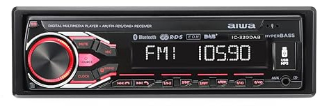 AIWA IC-320DAB – Reproductor Multimedia de Coche 1 DIN con Pantalla LCD, Am/FM y Dab+. 4x40w. Retroiluminación Multicolor. Color Negro