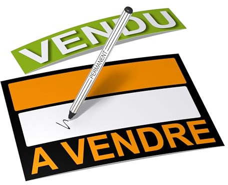 Autocollants d'information - A vendre/Vendu - 6 stickers rectangulaires (3x à vendre + 3x vendu) - 21 cm de large