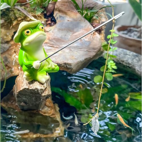 Vartegas Teichdeko Miniteich Deko Garten Figuren Frosch, Gartenfiguren für Draußen Wetterfest, Schildkröte Panda Schwein Teich Deko Statuen aus Harz, für Garten Teich Balkon Terrasse Dekoration (C)