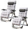 LSLIFE Zero Gravity Garden Chair folding Sun Loungers with Cup Holder & Cushion Adjustable Outdoor Reclining Garden Chairs for Patio Beach (Grey 2 Pack)