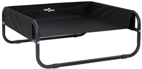 vidaXL Hundebett Schwarz 75 x 75 x 30 cm Stahl | Tragbar für einfachen Transport, Robuster Metallrahmen für Langlebigkeit, Erhöhtes Design hilft,
