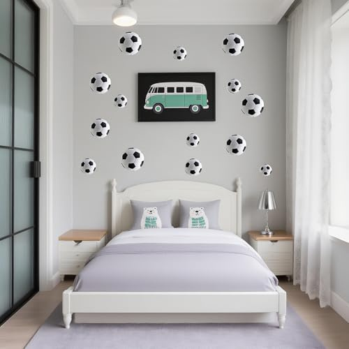 60 Football Stickers Wall Decor Set, Football Theme Room Decoration | Includes 4 sheets with 60 football stickers to help plan personalised wall layouts and displays