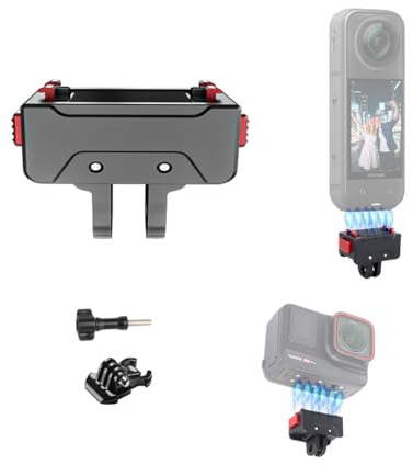 YEHOLDING Magnethalterung für Insta360 Ace Pro 2/Ace Pro/Ace/X5/X4 Air, Schnellverschluss Halterung für Insta 360 x5 zubehör, mit 1/4 Schraubenloch,Faltbarer Dual-Port-Adapter ace pro 2 zubehör