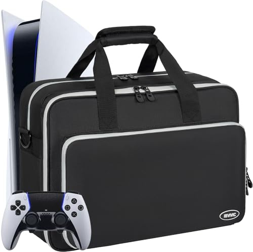 FREEAMG Tasche für PS5, Tragetasche Kompatibel mit Play Station 5 Konsole, mit Schultergurt, passend für Controller, Spielkarten, HDMI und Zubehör (Grau)