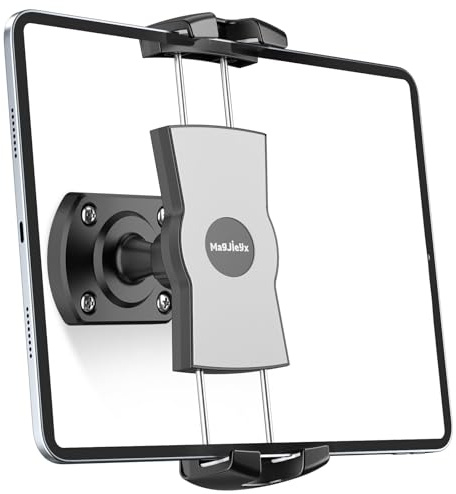 MAGJIEYX Tablet Wall Mount Holder for iPad, 360° Rotatable Wall Holder Heavy Duty Screw-Fix Bracket for Kitchen/Gym/Office Universal Clamp for iPad Pro/Air/Mini, Galaxy Tab, All 6-12.9 Devices