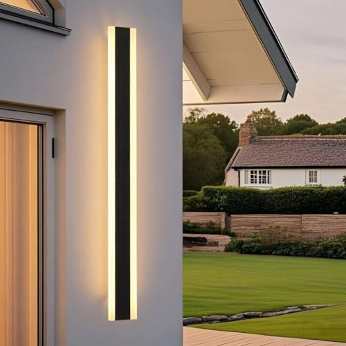 Outdoor Wall Lights Mains Powered 80CM 1Pack,30W 3 Colors Modern Outside Decorative Wall Lights,IP65 Waterproof Front Door Lights Sconces Porch Light