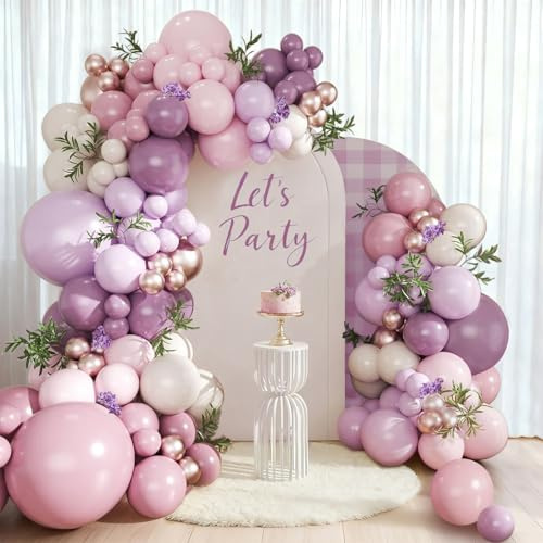 Luftballon Girlande Lila Rosa, 109 Stück Helium Ballonbogen Rosa Lila Gold | Rosa Lila Sand Weiße Champagner Gold Luftballons, Geburtstagsdeko Frauen Babyparty Mädchen Hochzeit Brautparty Taufe Deko