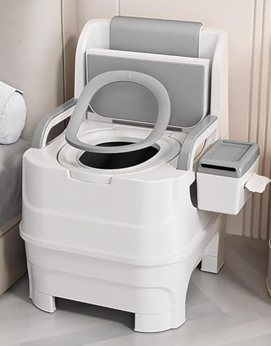 Commode Toilet Chair, Foldable Armrests, 15-17 Seat Width Safety Commode Toilet for Elderly and Disabled, Height Adjustable Shower Chair for Seniors