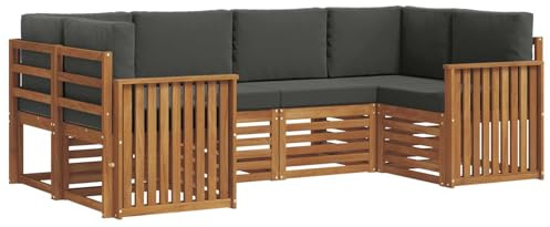 vidaXL Sofa-Set mit Kissen, 20 Stück, Natur und Anthrazit, modernes Gartensofa-Set, rechteckig, langlebig, aus Akazienholz