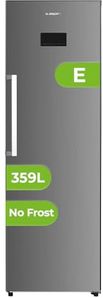 Aspes Refrigerador Inox, 1 Puerta. AR185601ENFDX, Capacidad 359 Litros, No Frost, Multi Air Flow, 40dB, Puerta Reversible, Apertura Tirador, Clase E