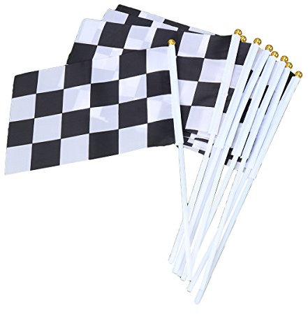 Toyvian Zielflagge Rennflagge Hand Flagge Stockflagge Stab/Stock Fahne für Racing Rennwettbewerb 25 STÜCKE 14 x 21cm (Weiß Schwarz)
