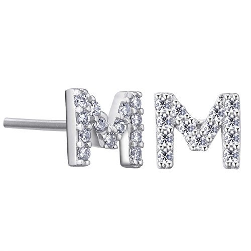 VIKI LYNN Initiale Ohrringen Buchstabe Alphabet Ohrstecker 925 Sterling Silber und Zirkonia für Mädchen Frauen