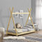 [en.casa] Kinderbett Onejda in Tipi-Design Bodenbett Jugendbett aus Kiefernholz Natur Holz 80 x 160 cm