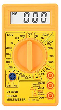 Digital Multimeter MASO LCD Digital Multimeter AC/DC 200/1750V Amp Volt Ohm Tester Meter (Yellow)