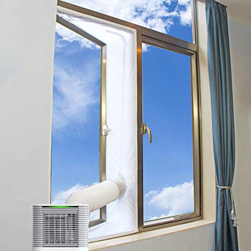 KWNOEA 400cm/157Is. Universal Window Seal for Portable Air Conditioner and Tumble Dryer. Easy to Install - Air Exchange Guards with Zip and Adhesive Fastener