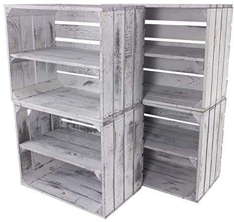 Moooble Holzkisten - Vintage | 50x40x30 cm |neue graue Obstkiste im Vintage Stil | als Möbel, zur Deko oder Aufbewahrung (6)
