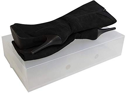 Heavy Duty Stackable Clear Boots Shoe Box Storage Unit for Knee High Boots/Ankle Boots (Pack of 6)