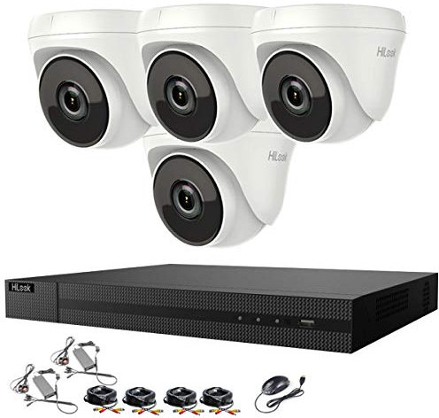 Hikvision Hilook 4Channel 5MP&40M HD CCTV Camera Systems,4x5MP Outdoor&Indoor Weatherproof (WHITE) Dome Security Camera, Motion Alert, Remote Access (4TB HDD)