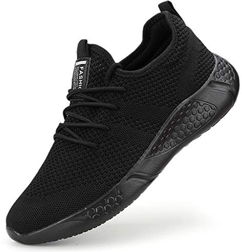 BUBUDENG Herren Schuhe Laufschuhe Sportschuhe Sneaker Straßenlaufschuhe Turnschuhe Outdoor Leichtgewichts Laufschuhe Freizeit Atmungsaktive Fitness Schuhe Schwarz EU 40