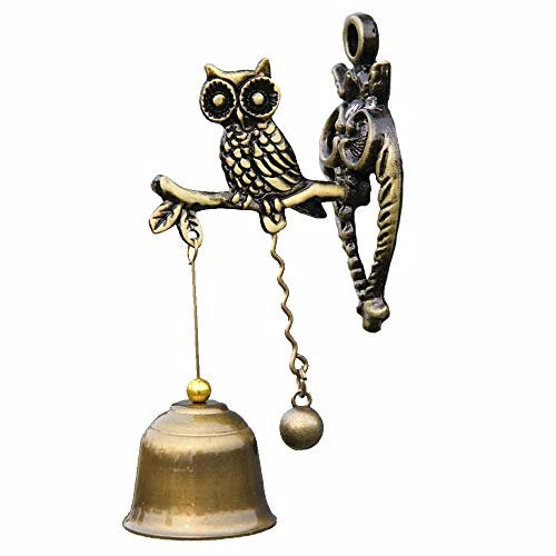 ZZYE Türglocke Gusseisen Retro Nostalgie-Shop Türklingel-Türklingelringe Eulenwand dekorative Ornament 11x4cm türglocke