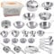 GOLCUGYJH Kitchen Pretend Play Accessories - Mini Stainless Steel Cookware Set with Portable Storage Box, Cooking Utensils, Pots and Pans, Role Play Educational Toys for Kids Toddlers Boys Girls