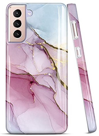 JIAXIUFEN Galaxy S21 Hülle Handyhülle TPU Silikon Weiche Schlank Schutzhülle Handytasche Flexibel Case Handy Hülle für Samsung Galaxy S21 5G - Marmor Glitter Purple Blue