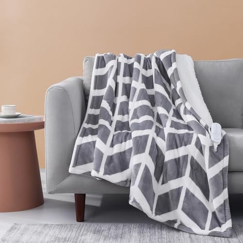 VENTIMI Electric Blanket Heated Throw, 50 x 60 Heated Blanket with 5 Heat Levels & 3 Hours Auto Off, Fast Heating Blankets with ETL & FCC Certification, Grey