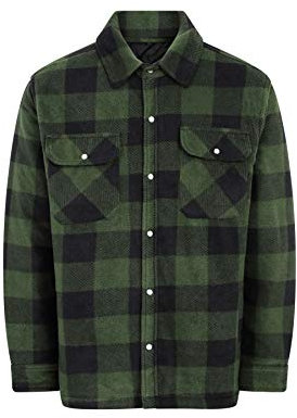 Champion Mens Kinross Fleece Padded Lumberjack Style Shirt Green XL