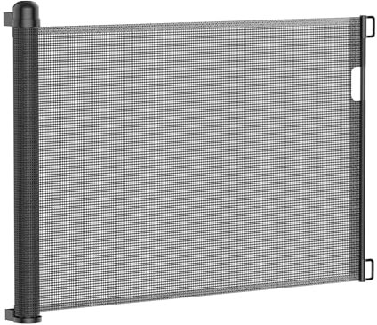 XMTECH Türschutzgitter Ausziehbar Treppenschutzgitter 0-150cm Schwarz Einziehbares Treppenschutzrollo, Kindersicherung &Hund Türgitter Schutzgitter für Innen & Außenbereich