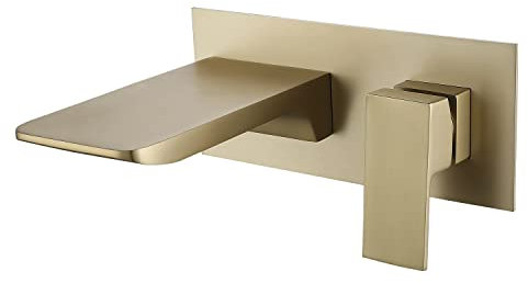 SJQKA Grifo Lavabo Pared Grifo Cascada Pared Grifo Bañera Empotrado Latón (oro cepillado)