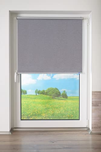 K-home® Thermo Springrollo/Mittelzugrollo mit modernen Struktur Stoff Basalt B100 x H200 cm