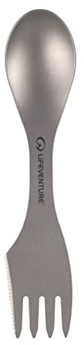 Lifeventure Superlight Titanium Spork with Serrated Cutting Edge | Ideal for Camping or Travel, Silver